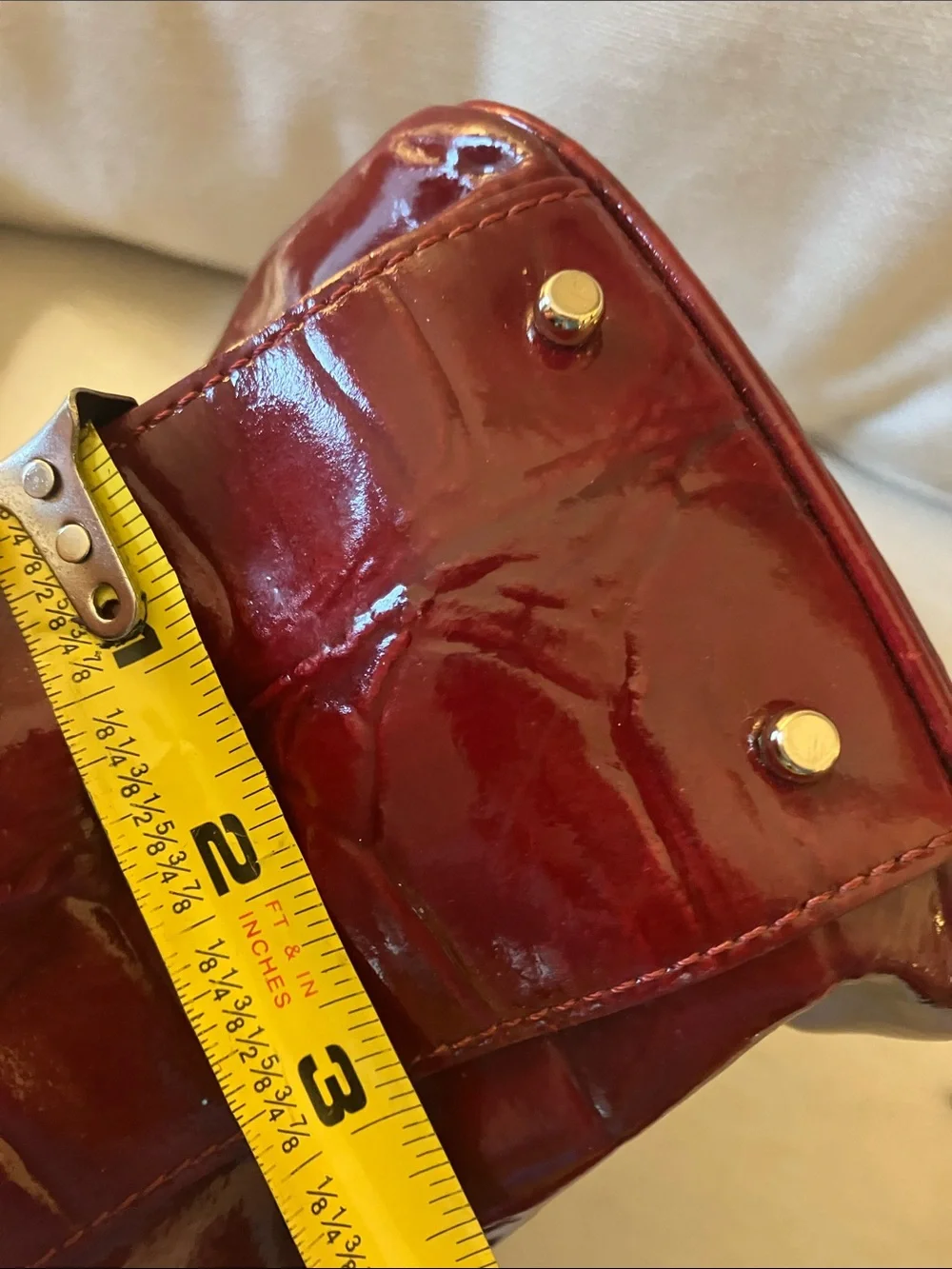 kate spade burgundy wine red patent leather embossed lg shoulder hand bag rare